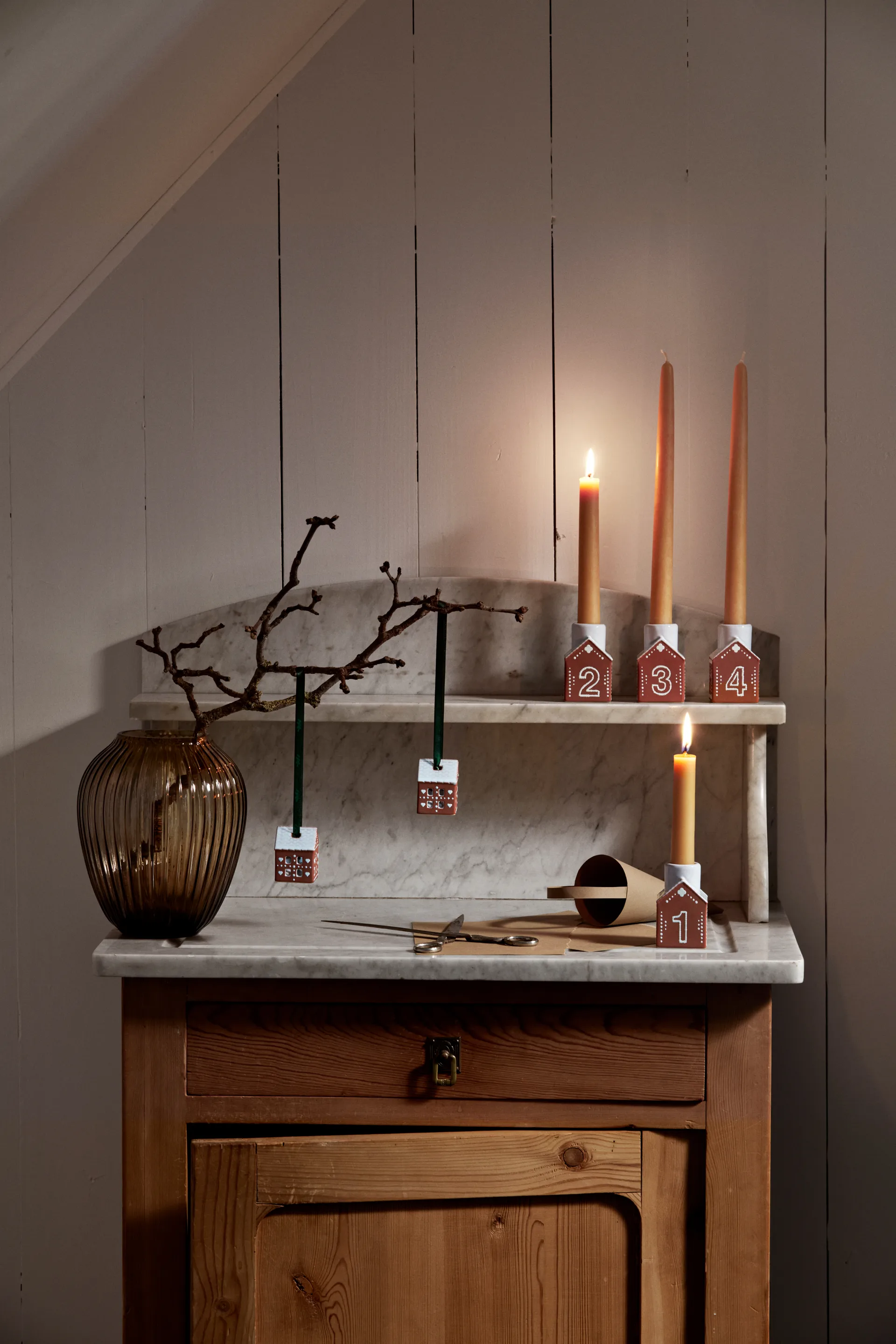 Lebkuchen Adventsleuchter 4-teilig, Braun Kähler