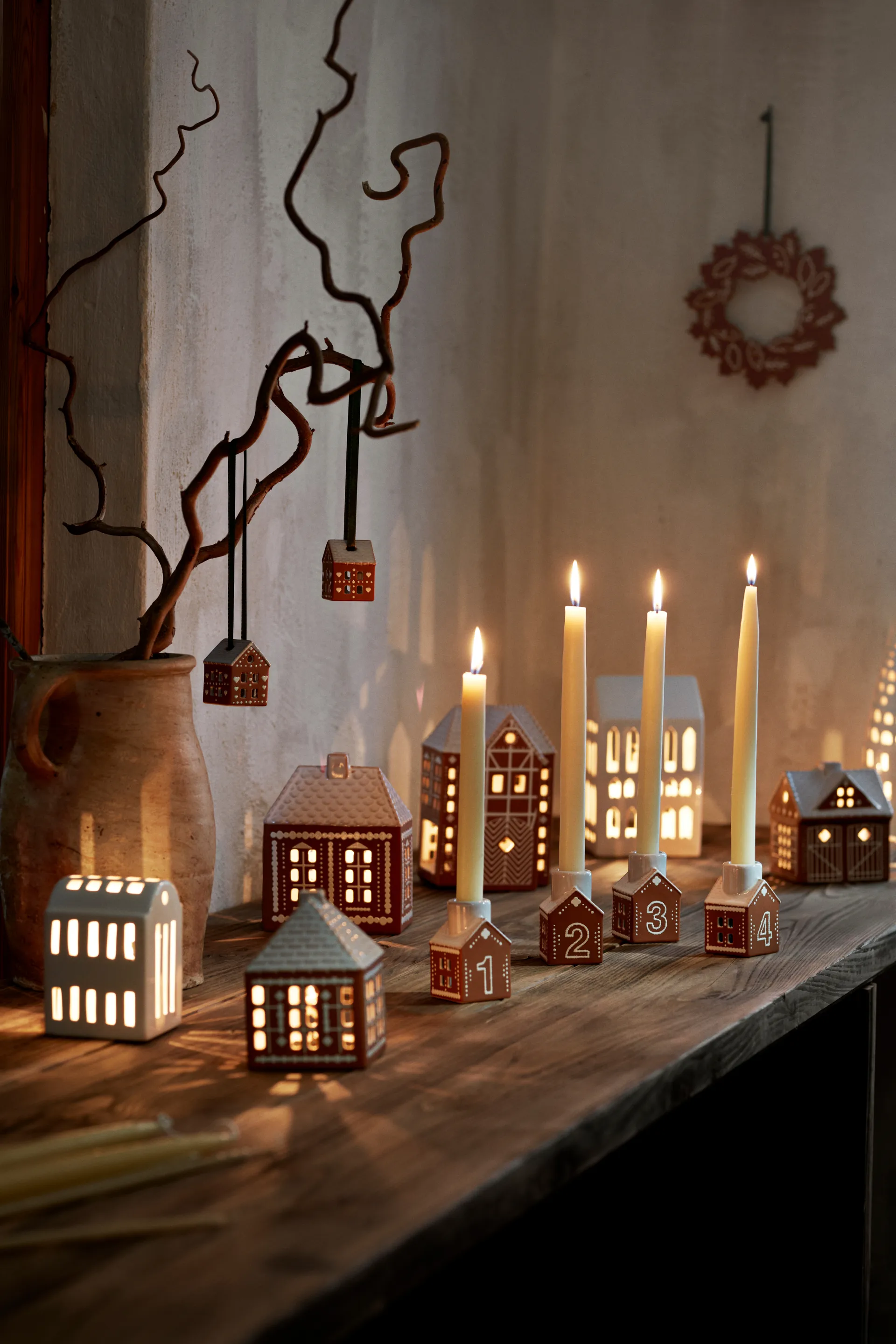 Lebkuchen Adventsleuchter 4-teilig, Braun Kähler