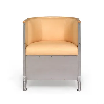 Aluminium-Fauteuil mattgebürstet - Leder Tärnsjö natur-Bokkant - Källemo