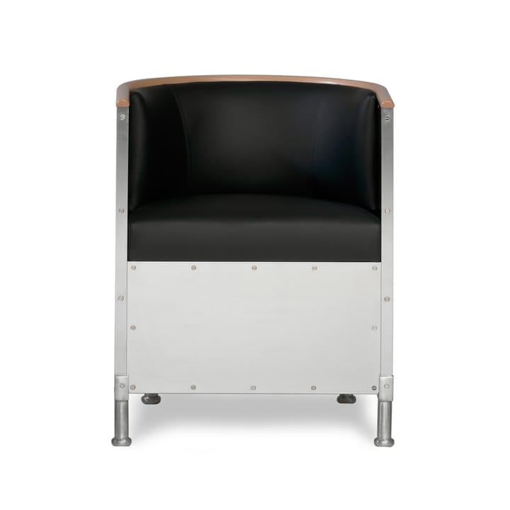 Aluminium-Fauteuil mattgebürstet - Leder Tärnsjö schwarz-walnuss - Källemo