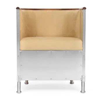 Aluminium Sessel poliert - Leder Duet Gold-geöltes Wallnuss - Källemo