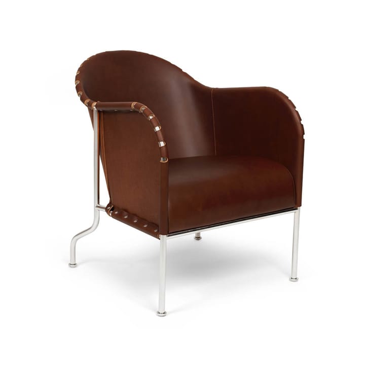 Bruno Sessel - Kernleder braun-vintage-chromstativ - Källemo