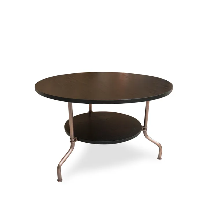 Sven Couchtisch - Schwarz lasierte Esche-kupferbehandeltes Stativ, Ø80 cm - Källemo