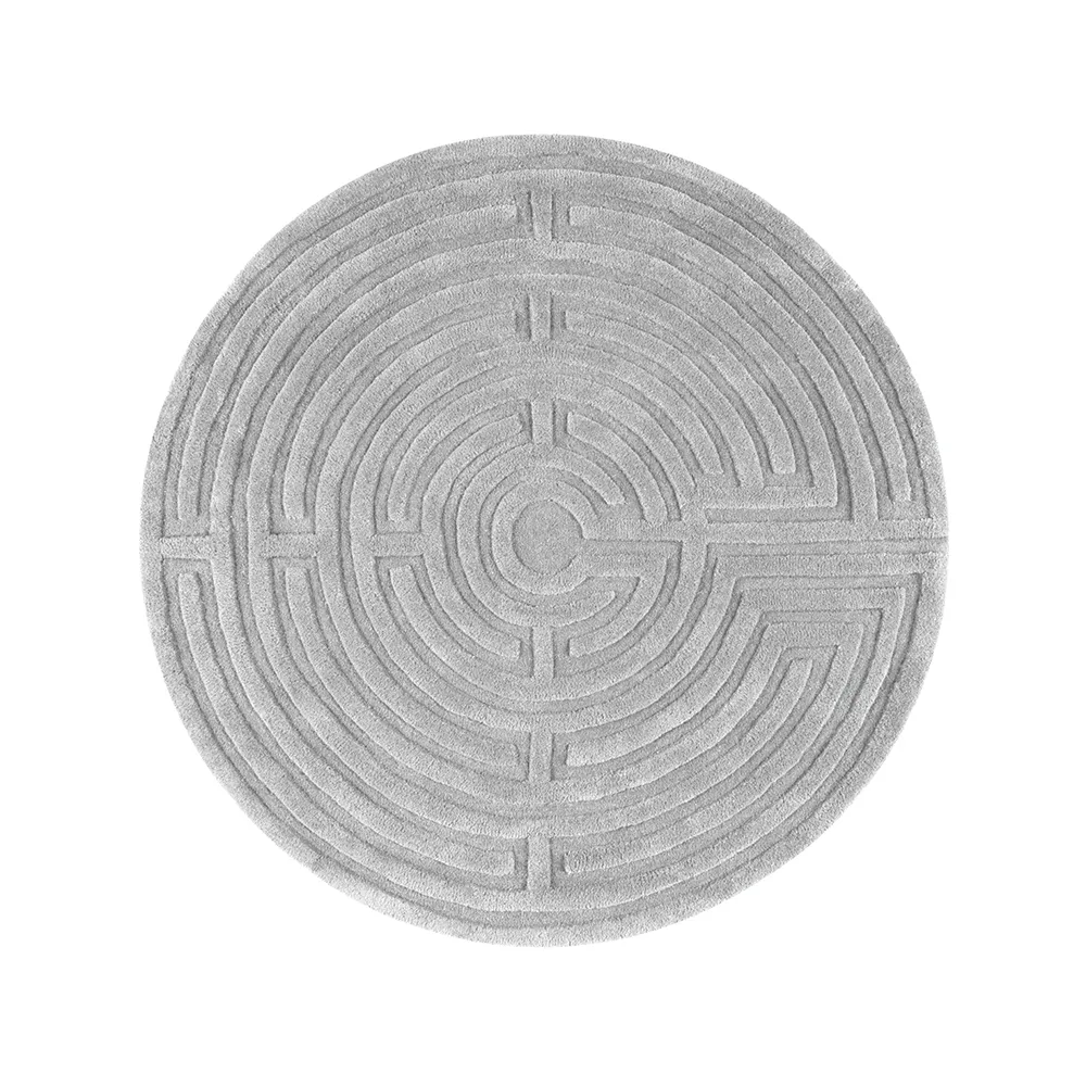 Minilabyrint runder Teppich, Silbergrau (grau), 130 cm Kateha