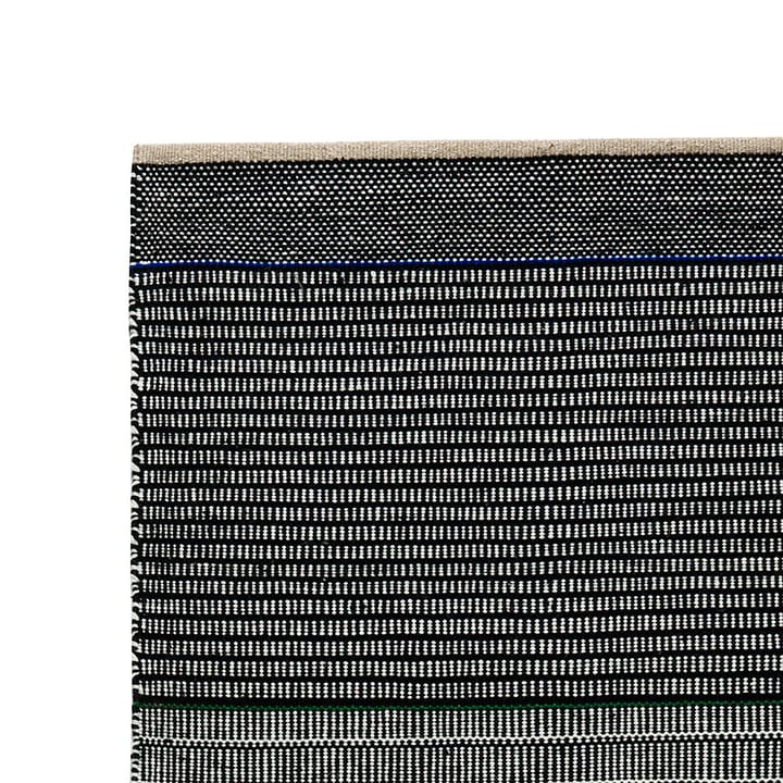 Tribulus One Wollteppich 80 x 250cm - Schwarz, weiß, blau, grün - Kateha