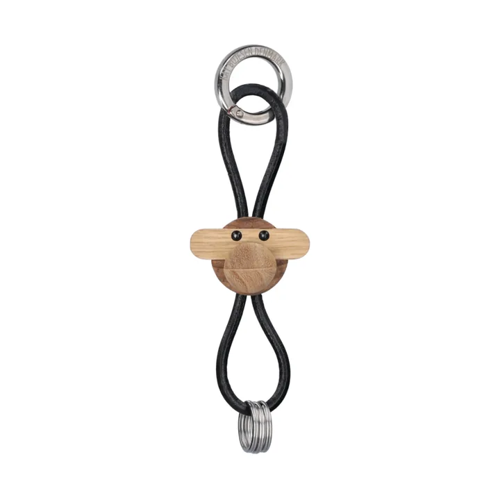 Kay Bojesen Affe Schlüsselanhänger - Teak-Limbaholz, schwarzes Leder - Kay Bojesen Denmark