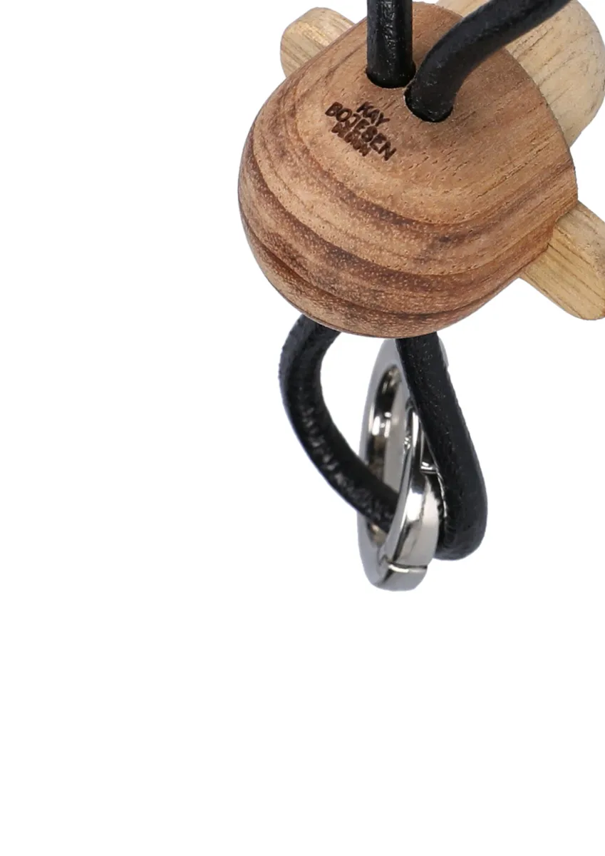 Kay Bojesen Affe Schlüsselanhänger, Teak-Limbaholz, schwarzes Leder Kay Bojesen Denmark