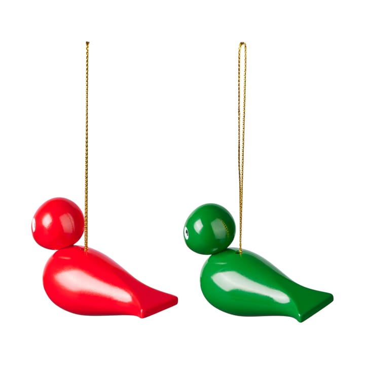 Kay Bojesen Weihnachtsvögel Weihnachtshänger 2-teilig, Rot-grün Kay Bojesen Denmark