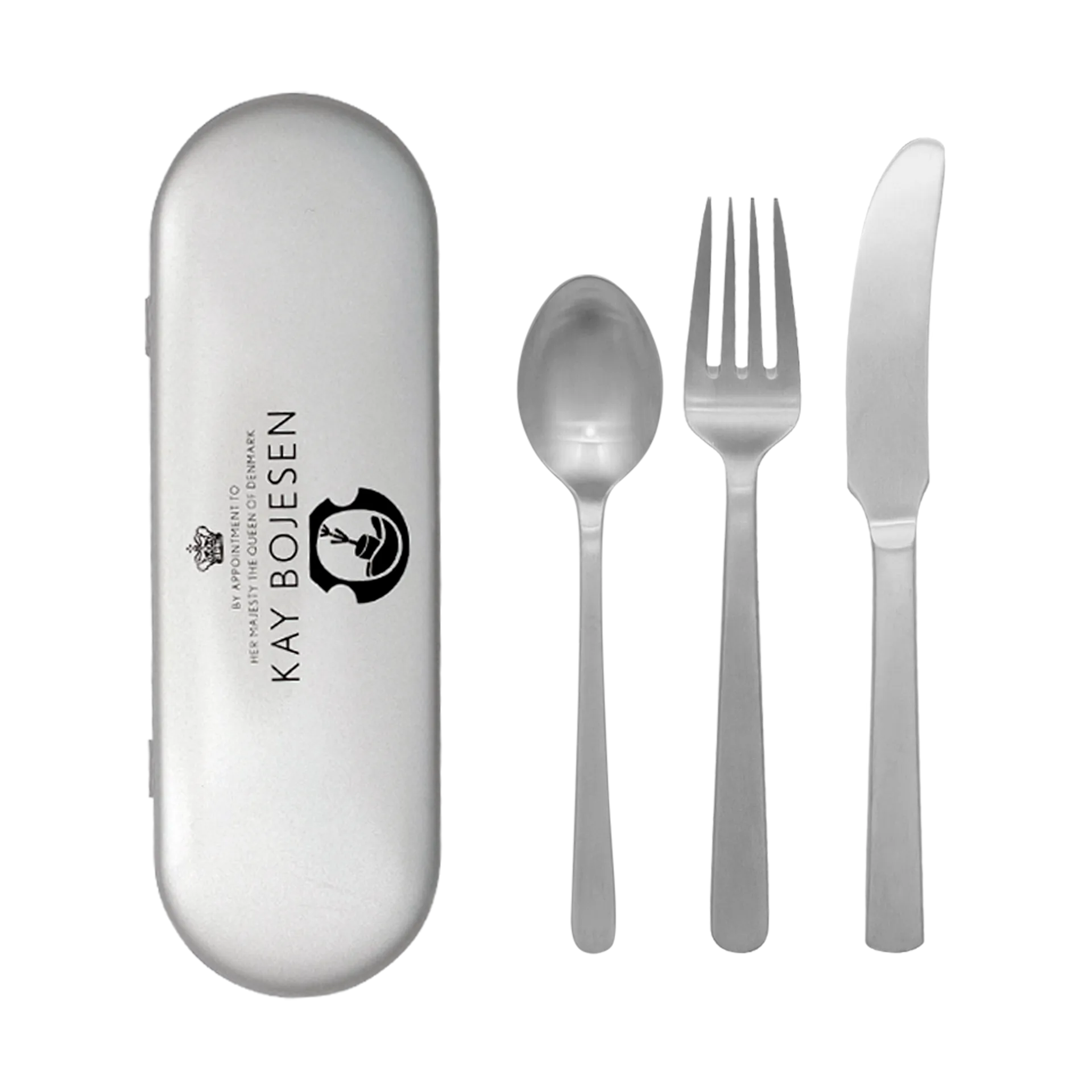 Grand Prix Besteckset Reiseset 3 Teile, Matte steel Kay Bojesen
