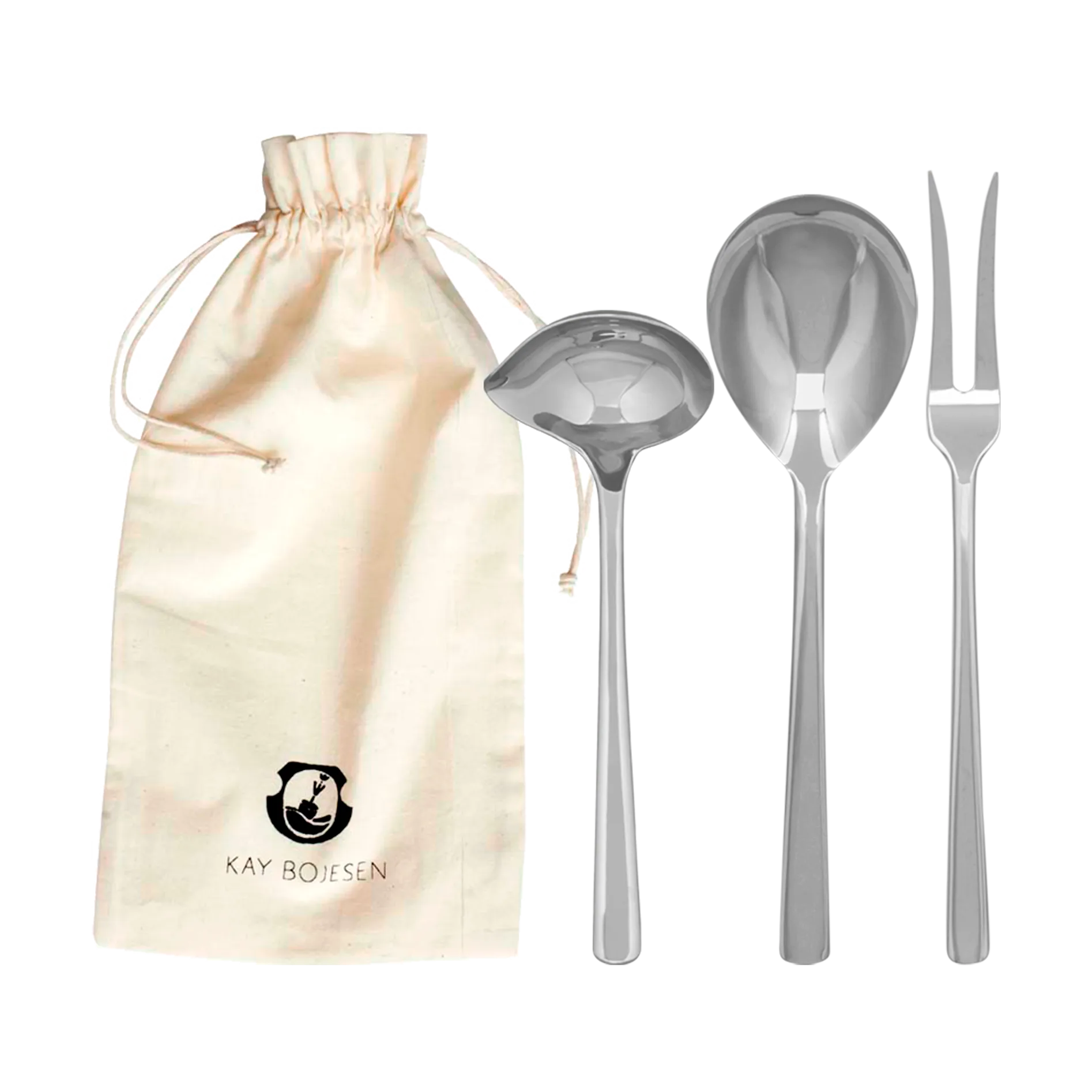 Grand Prix Servierset 3 Teile, Polished steel Kay Bojesen