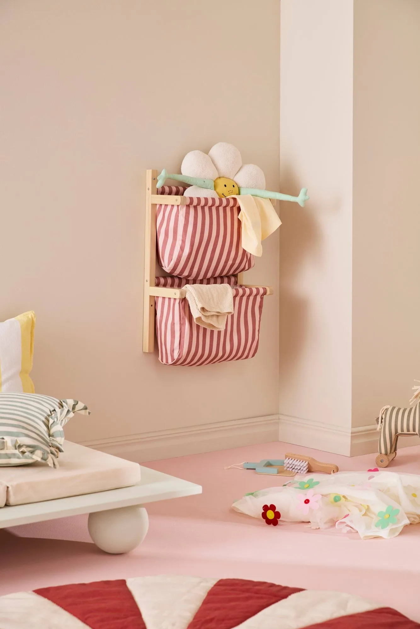 Beutelleiste gestreift, Braunrosa, 40x19x60 cm Kid's Concept