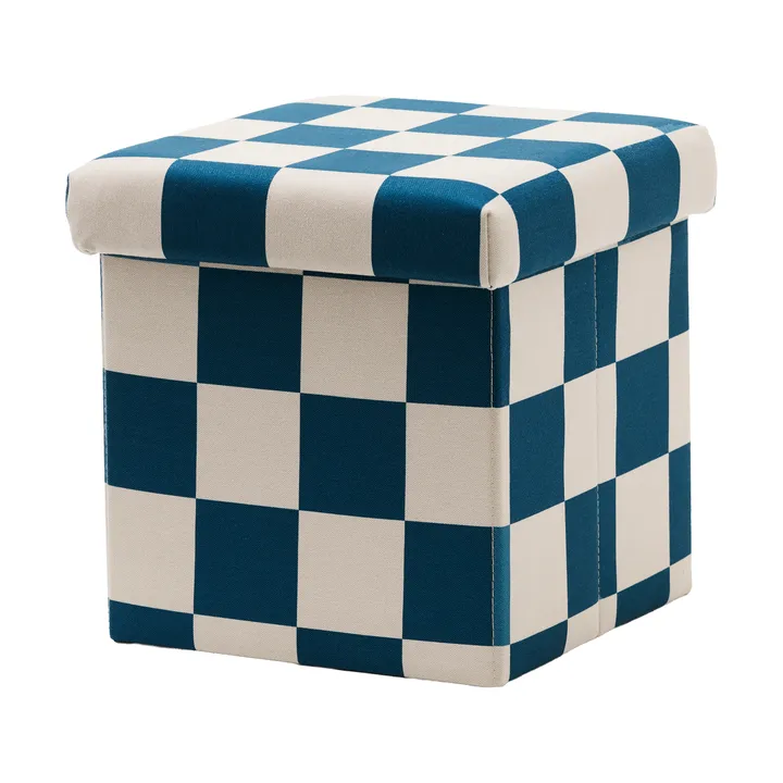 Pouf mit Stauraum kariert - Blaugrün, 30x30 cm - Kid's Concept