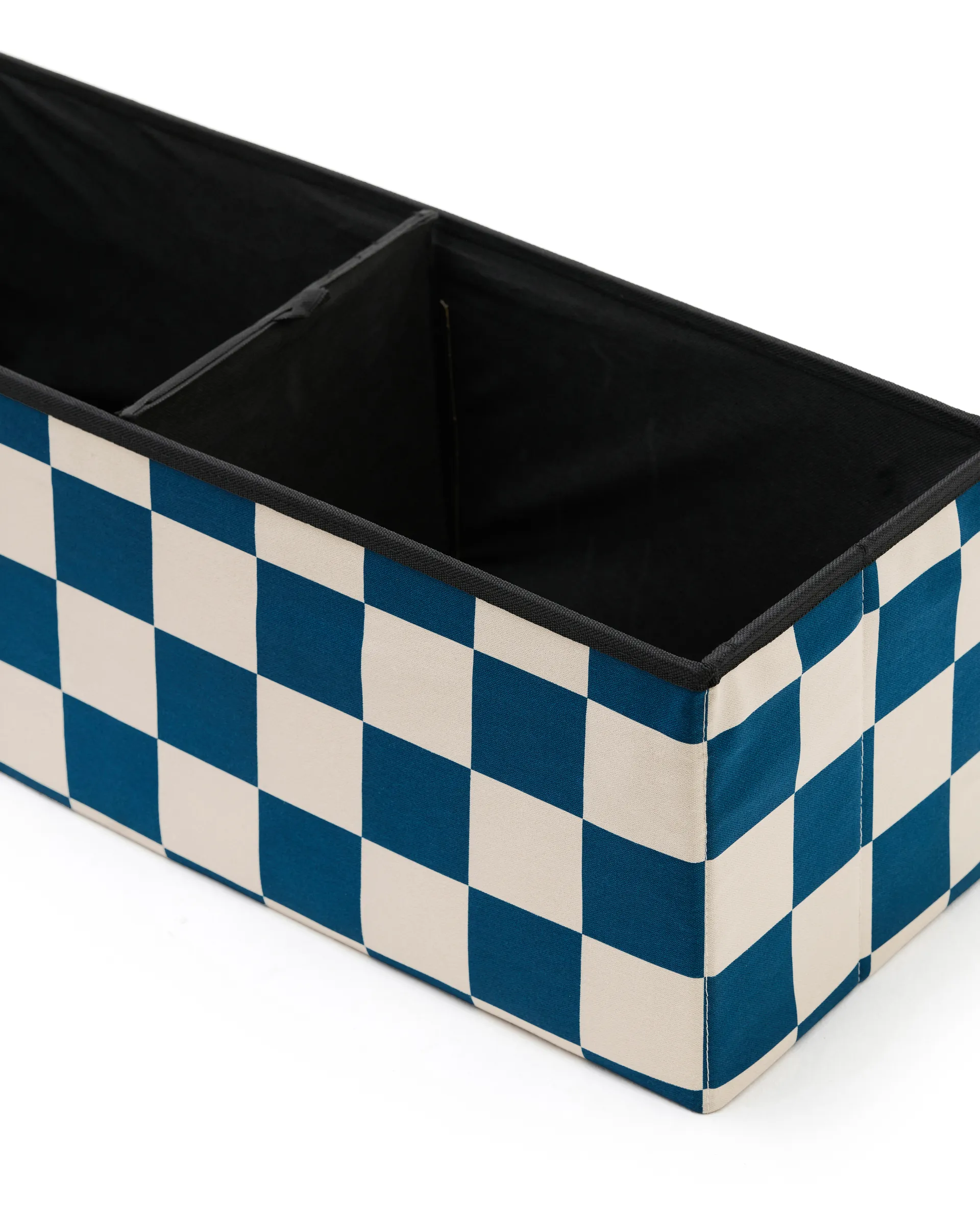 Pouf mit Stauraum kariert, Blaugrün, 80x30x30 cm Kid's Concept