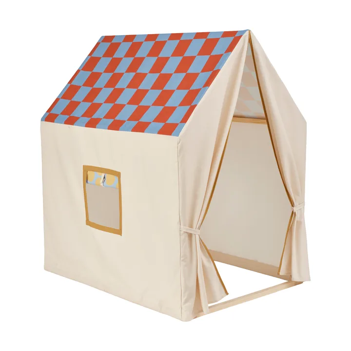 Spielhaus-Zelt, 110x80x124 cm - Taubenblau kariert - Kid's Concept