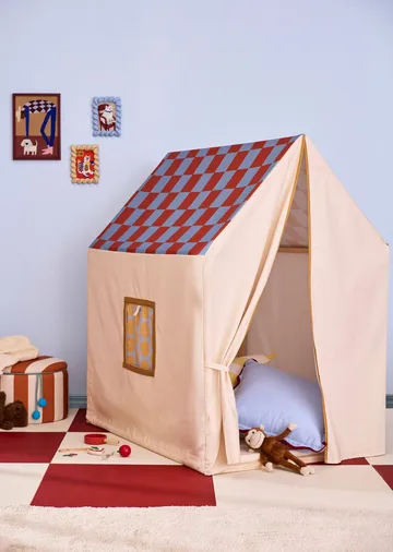 Spielhaus-Zelt, 110x80x124 cm - Taubenblau kariert - Kid's Concept