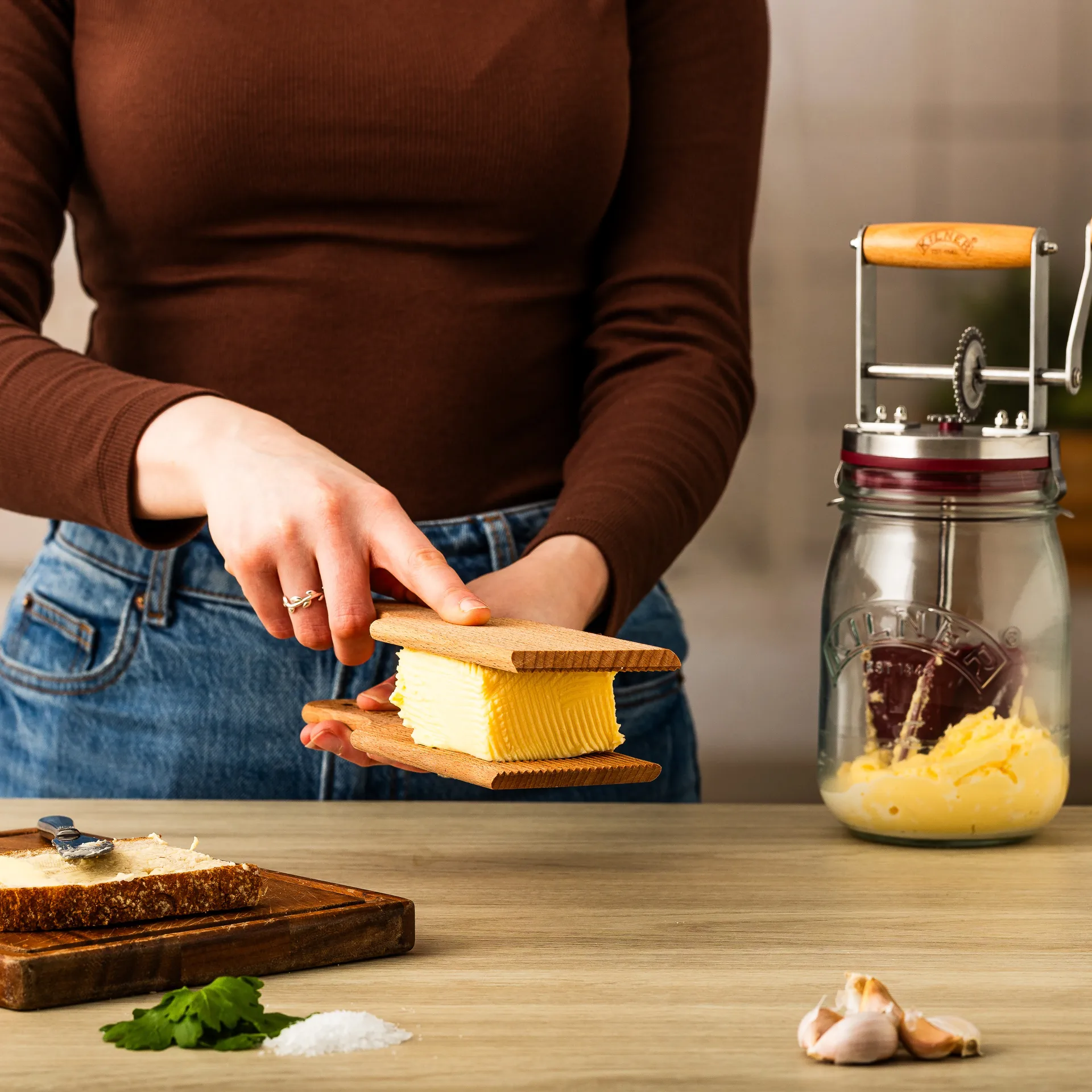 Kilner Buttermesser, Helles Holz, 2-teilig Kilner