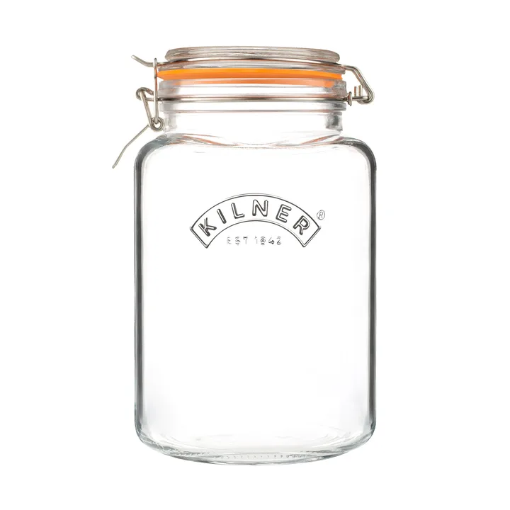 Kilner eckiges Einmachglas mit Drahtbügelverschluss - Klar-rostfreier Stahl, 3 l - Kilner