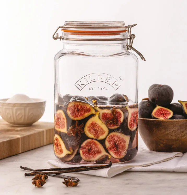 Kilner eckiges Einmachglas mit Drahtbügelverschluss, Klar-rostfreier Stahl, 3 l Kilner