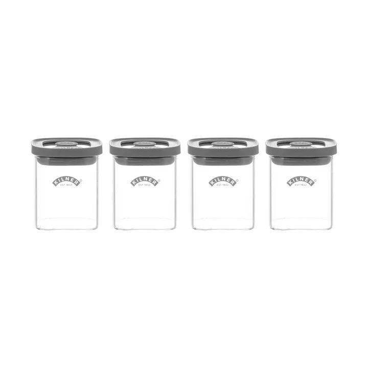 Kilner FRESH Gewürzgläser - Klar-grau, 4-teilig, 160 ml - Kilner