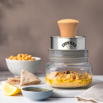 Kilner Mash & Store Aufbewahrungsglas-Set - Klar-rostfreier Stahl-Holz, 0,5 l - Kilner
