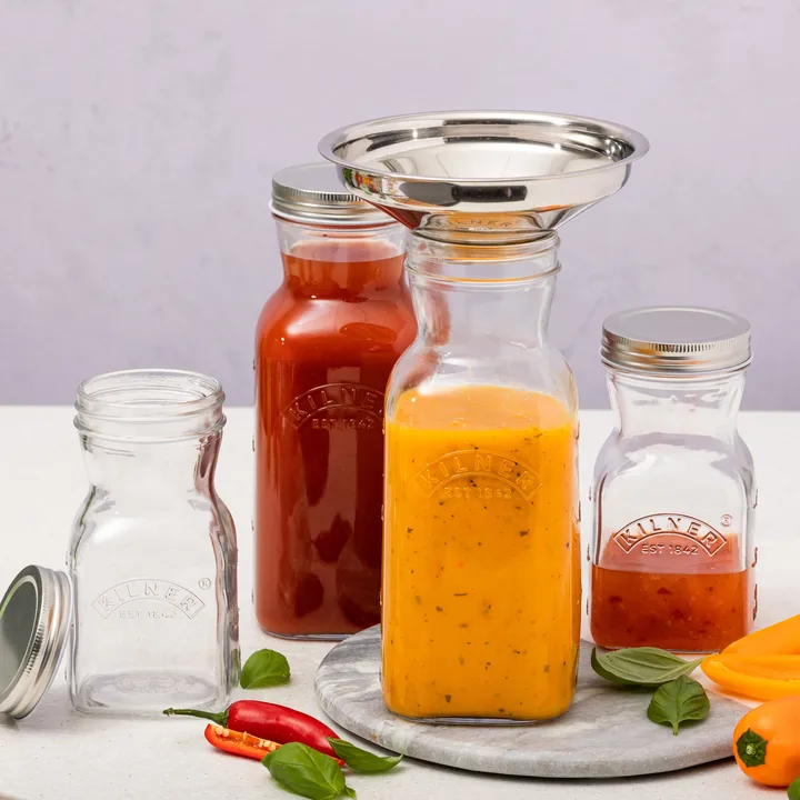 Kilner Saft- und Saucenflasche - Klar-Edelstahl, 1 l - Kilner