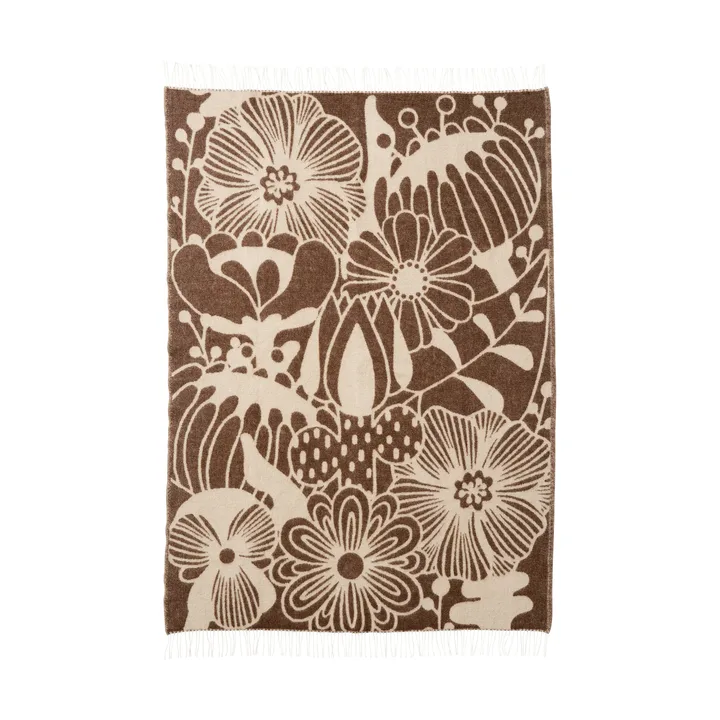 Blomranka Wolldecke - Brown-beige, 130x200 cm - Klippan Yllefabrik