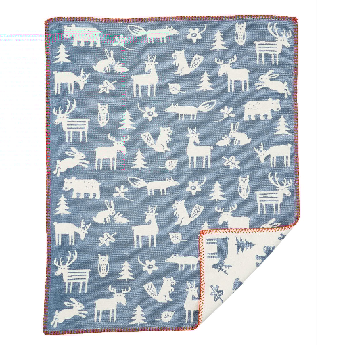 Klippan Yllefabrik Forest Babydecke Baumwolle Blau | Skandinavisches Design | Babydecken & Kinderdecken | Blau
