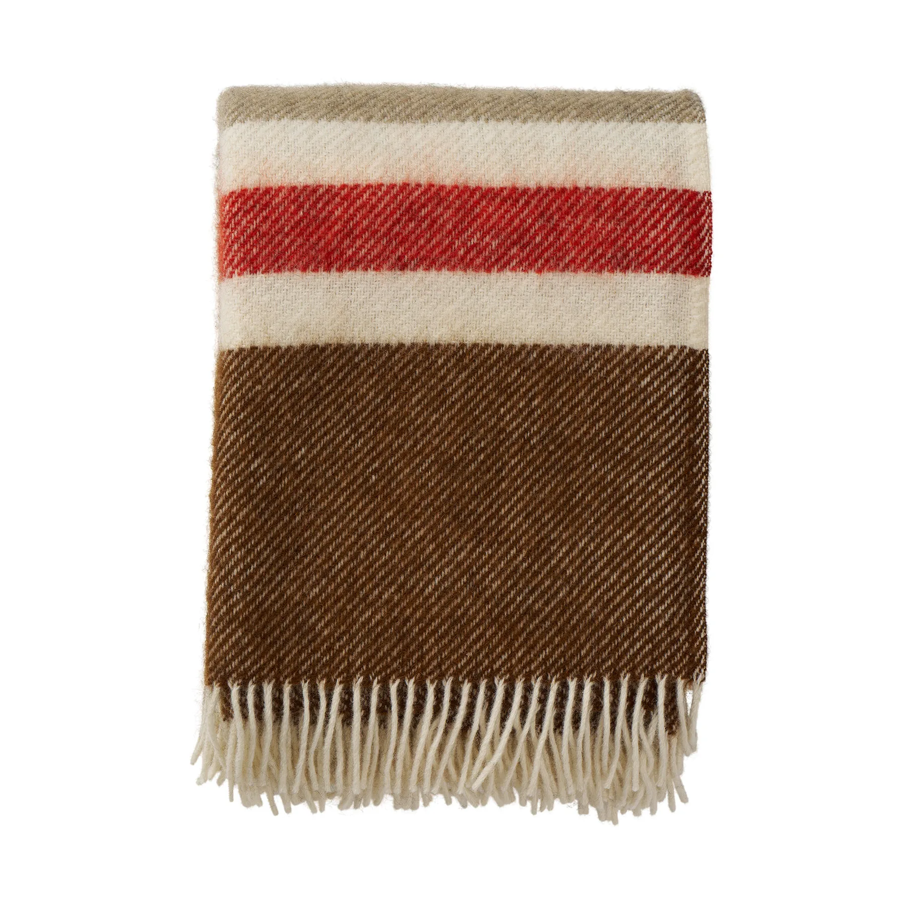 Gotland Stripe Wolldecke 130x200 cm, Brown-beige-red Klippan Yllefabrik
