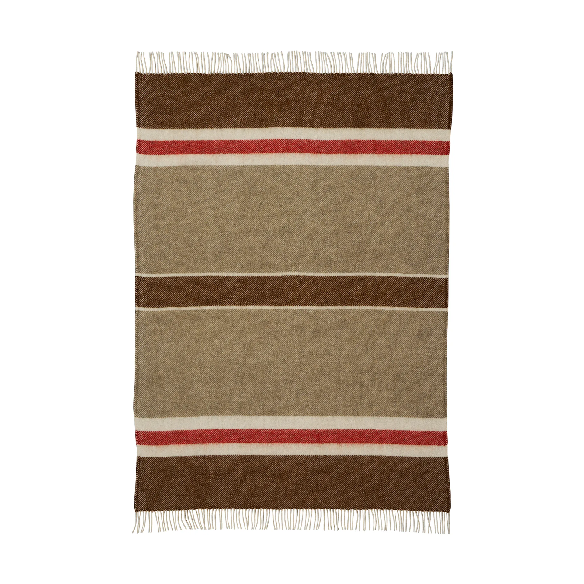 Gotland Stripe Wolldecke 130x200 cm, Brown-beige-red Klippan Yllefabrik