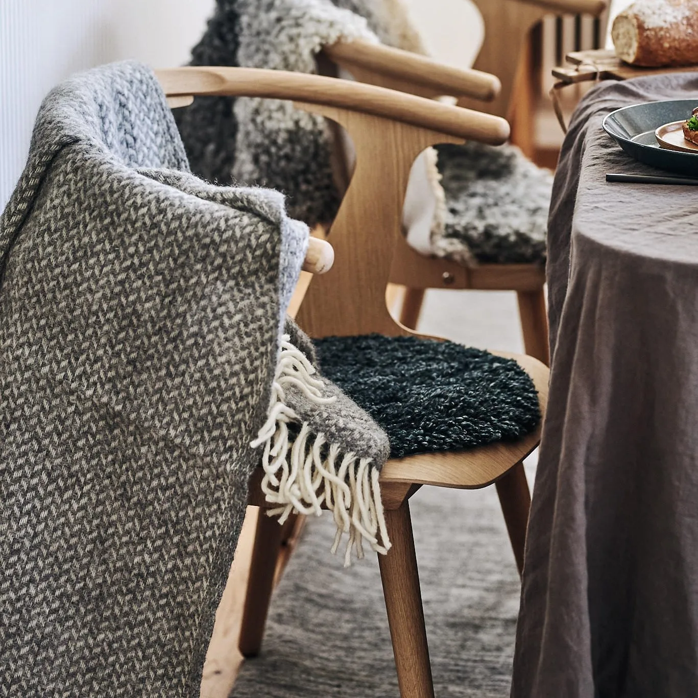 Polka Wolldecke, Grau Klippan Yllefabrik