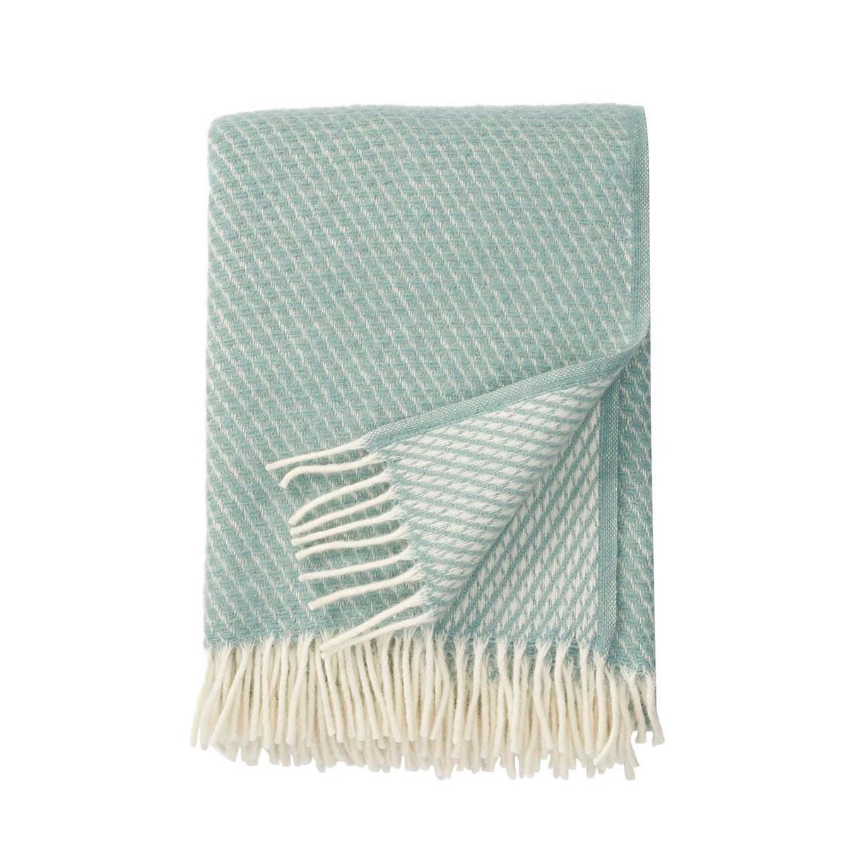 Klippan Yllefabrik Velvet Wolldecke Hellblau | Skandinavisches Design | Wolldecken | Blau