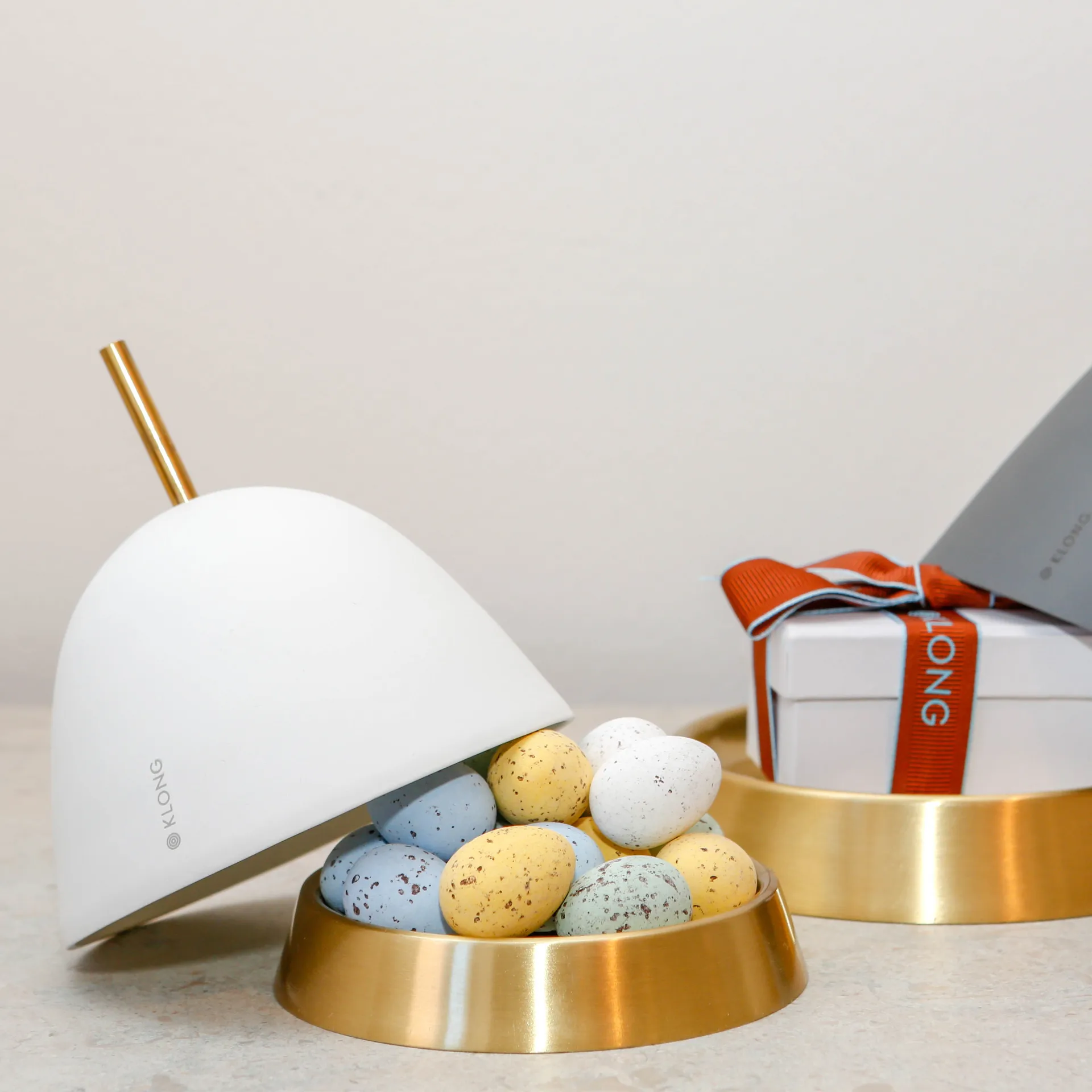 Gömma Aufbewahrung small 12cm, Weiß-Messing KLONG