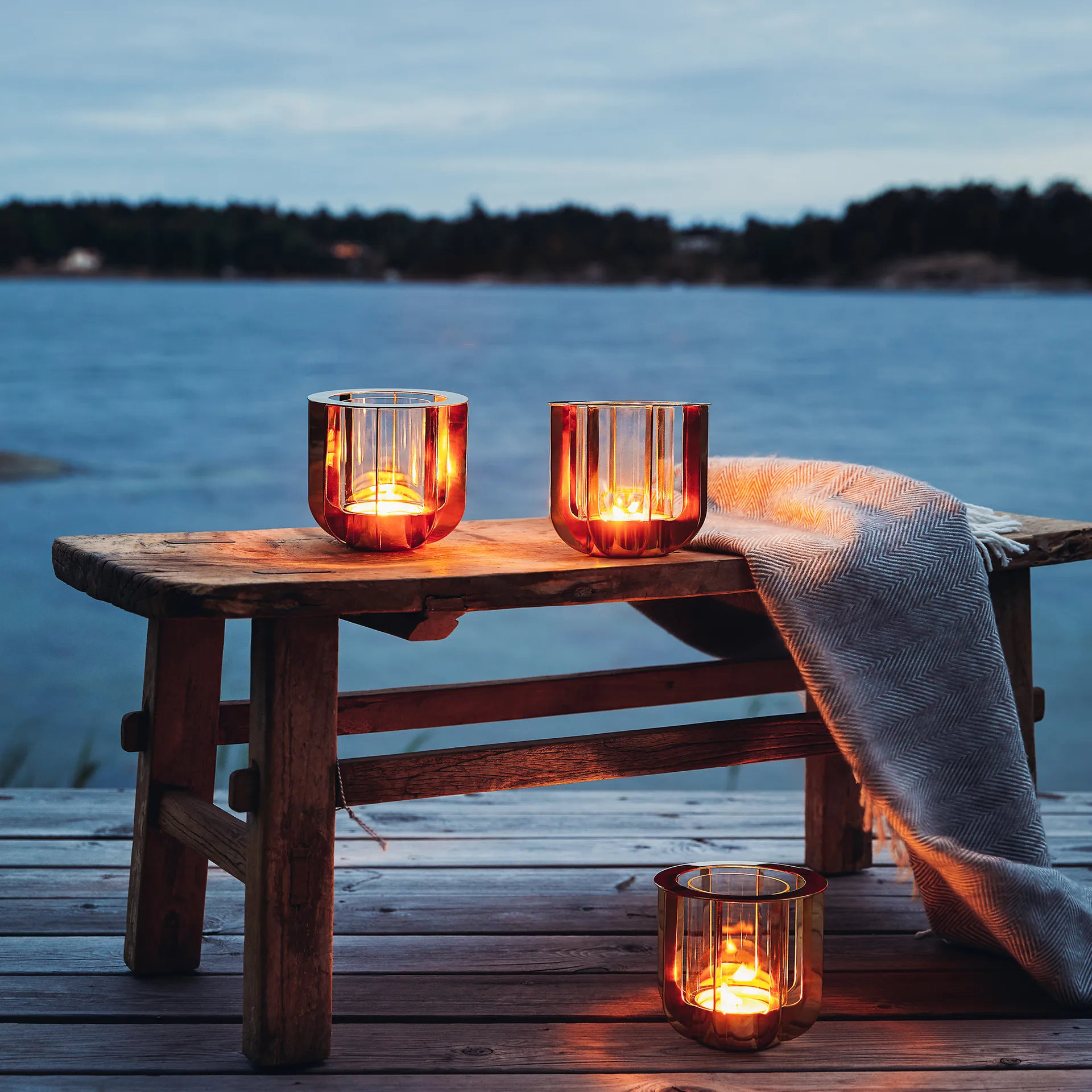 Jazz Windlicht, Messing KLONG