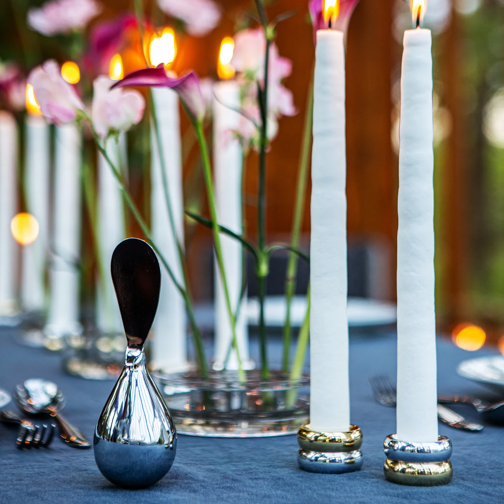 Marriage Duo Kerzenhalter 2 Teile, Messing-silber KLONG