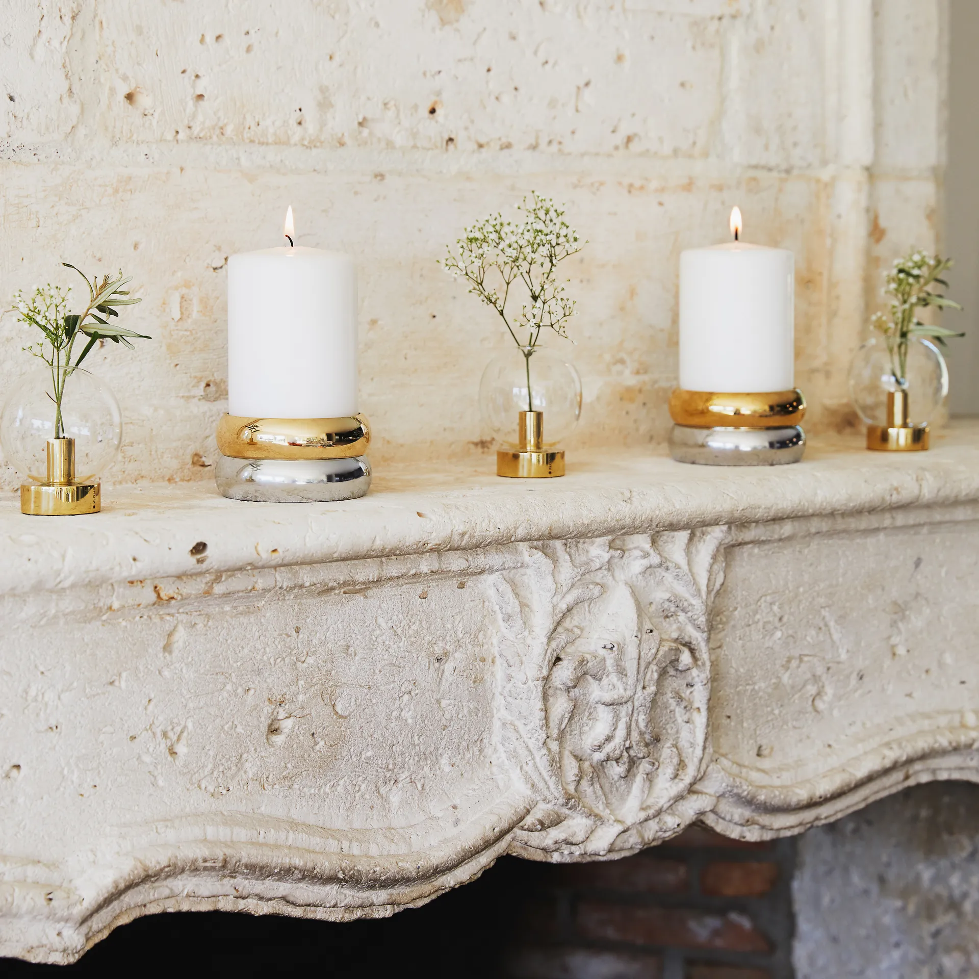 Marriage Kerzenhalter, Messing -silber KLONG