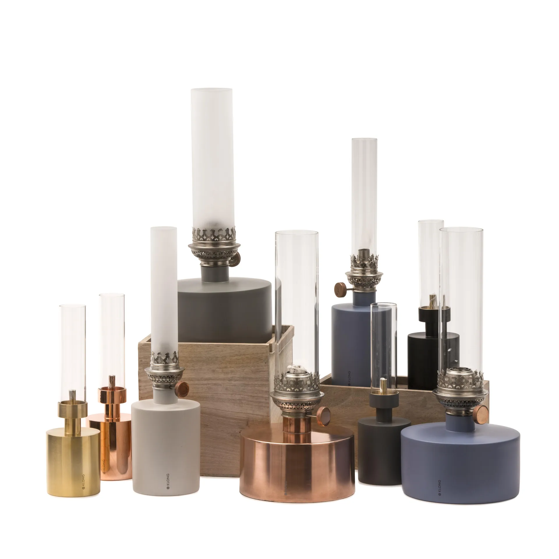 Patina Öllampe, groß, Blau KLONG