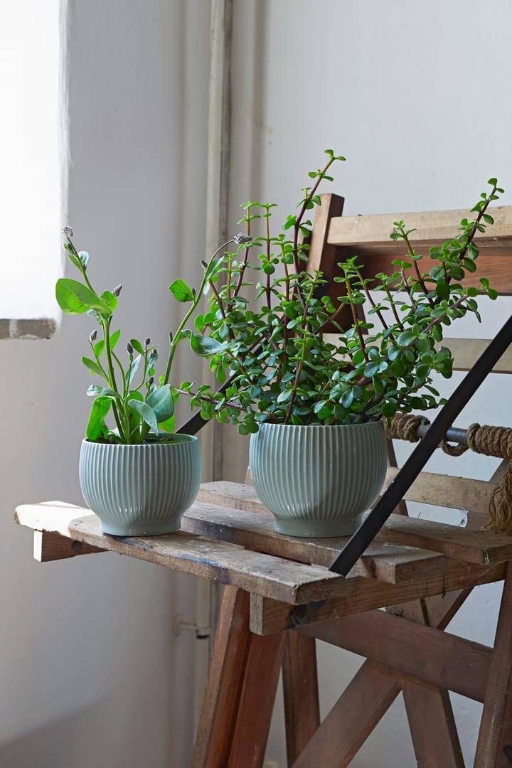 Knabstrup Blumentopf gerippt Ø14,5cm, Mintgrün Knabstrup Keramik