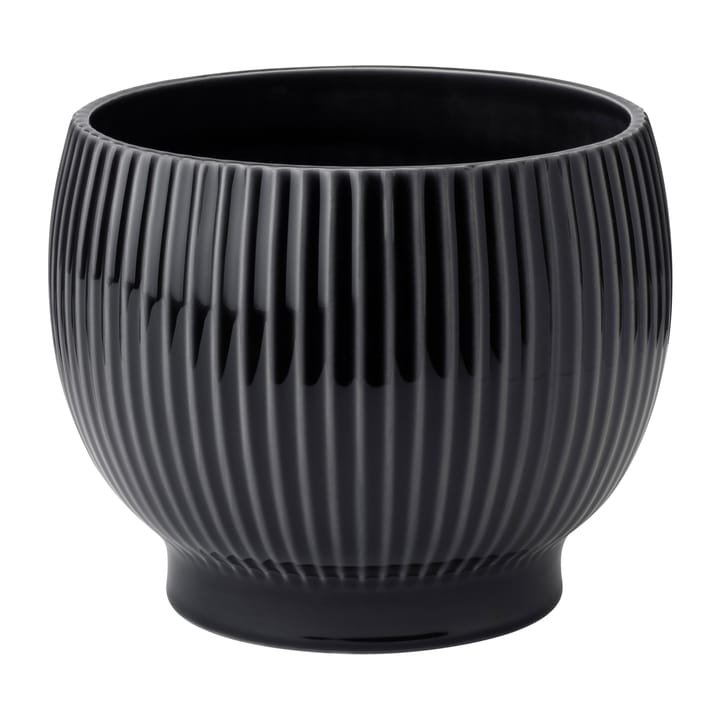 Knabstrup Blumentopf gerippt Ø14,5cm - Schwarz - Knabstrup Keramik