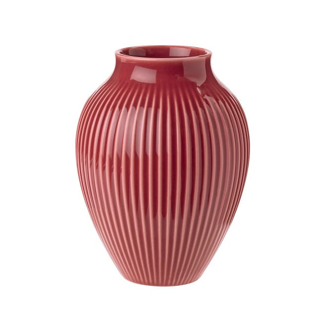 Knabstrup Vase geriffelt 12,5cm - Bordeaux - Knabstrup Keramik