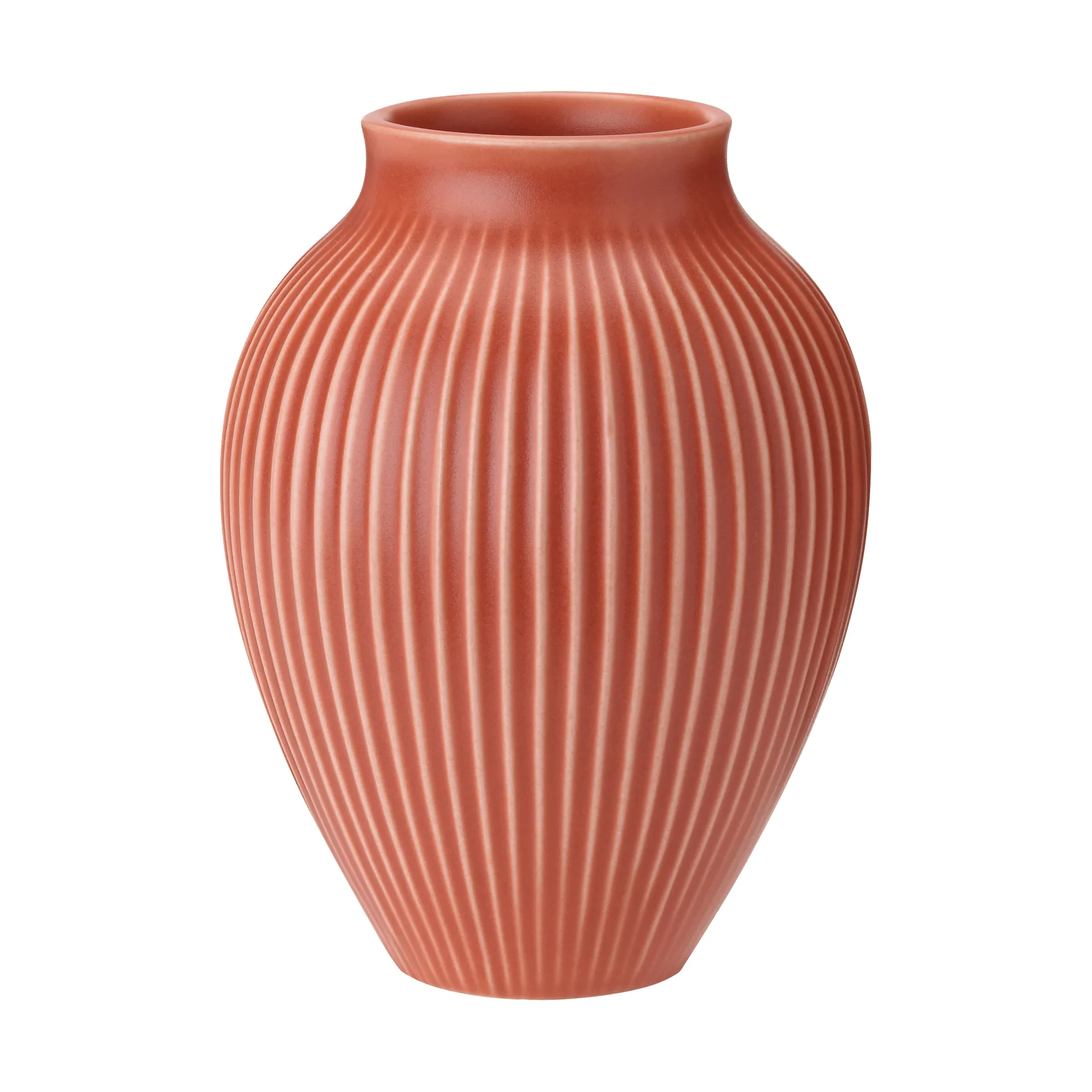 Knabstrup Vase geriffelt 12,5cm, Coral Knabstrup Keramik