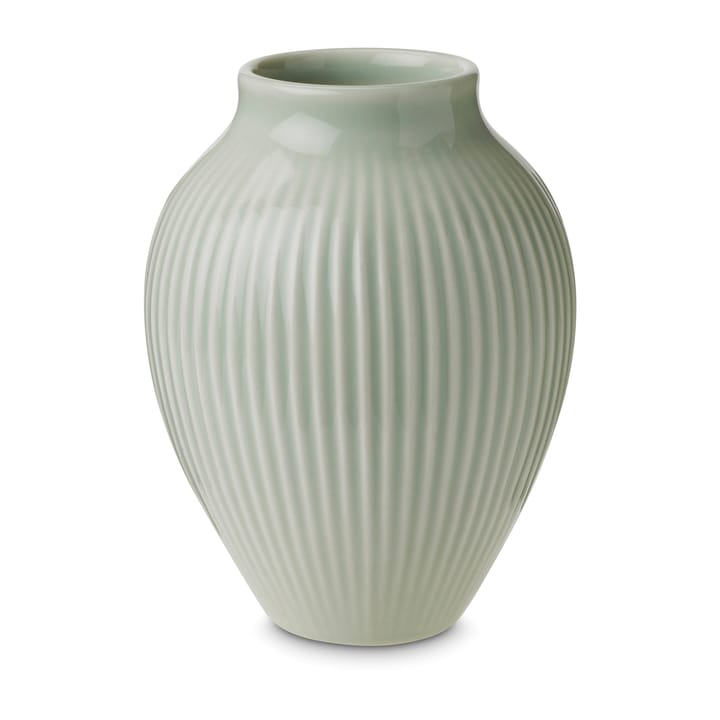 Knabstrup Vase geriffelt 12,5cm - Minzgrün - Knabstrup Keramik
