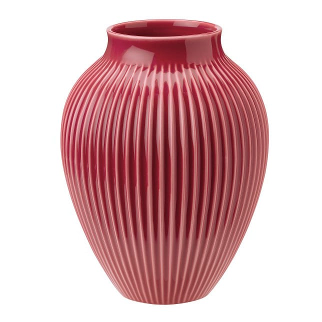Knabstrup Vase geriffelt 20cm - Bordeaux - Knabstrup Keramik