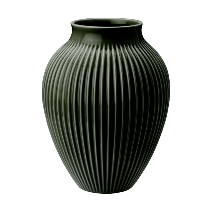 Knabstrup Vase geriffelt 20cm - Dark green - Knabstrup Keramik