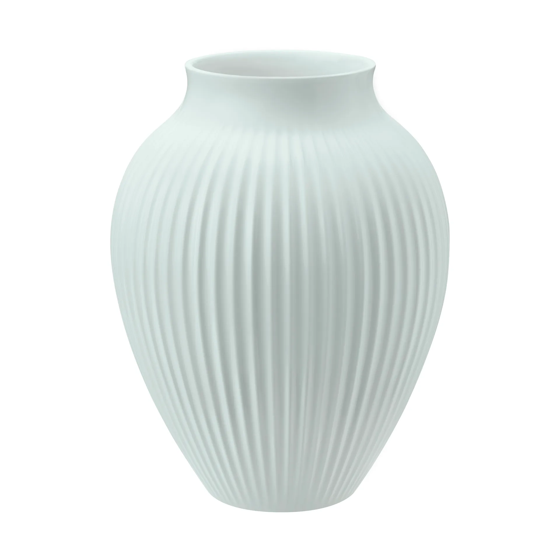 Knabstrup Vase geriffelt 20cm, Ice blue Knabstrup Keramik