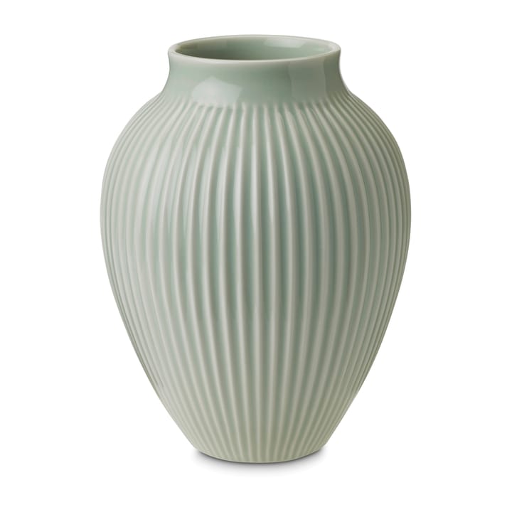 Knabstrup Vase geriffelt 20cm - Minzgrün - Knabstrup Keramik