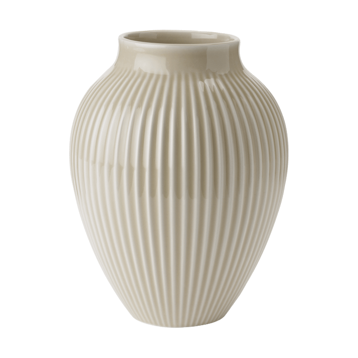 Knabstrup Vase geriffelt 20cm - Ripple sand - Knabstrup Keramik