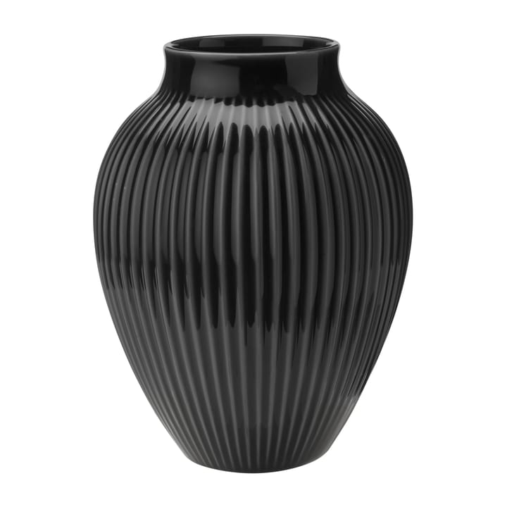 Knabstrup Vase geriffelt 20cm - Schwarz - Knabstrup Keramik