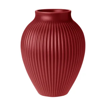 Knabstrup Vase geriffelt 20cm - Soft cherry red - Knabstrup Keramik