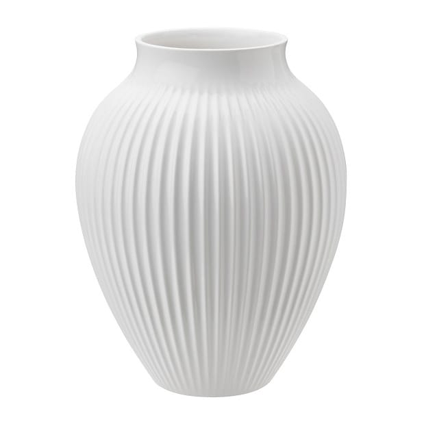 Knabstrup Vase geriffelt 20cm - weiß - Knabstrup Keramik