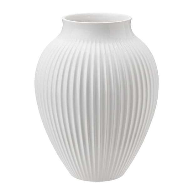 Knabstrup Vase geriffelt 20cm - Weiß - Knabstrup Keramik